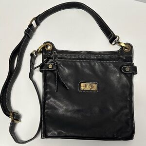 AVORIO Italy Black Leather Crossbody Bag - Made In Italy EUC